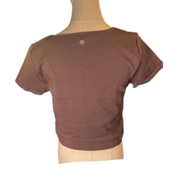 NWT Athleta Aurora Seamless Short Sleeve Crop Top XL Smoky Rose Yoga Gym - Picture 4 of 11